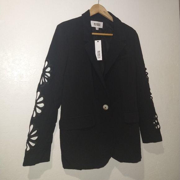 NWT BB DAKOTA x STEVE MADDEN Black Eyelet Cutout Blazer - Picture 7 of 9